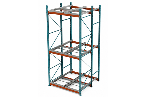 Rendering of Used 2 Deep x 3 High Push Back Racking Systems